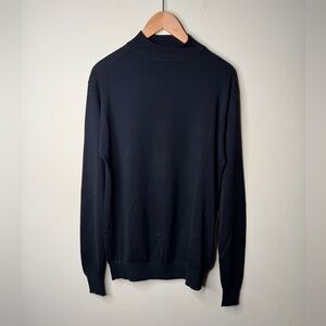 Vintage Kevoman Men’s M 100% Silk Mock Neck Sweater Black Long Sleeve Pullover